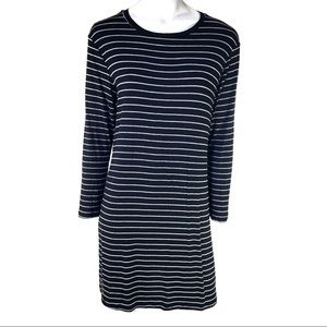 Amour Very Striped Jersey Knit Dress Black White S